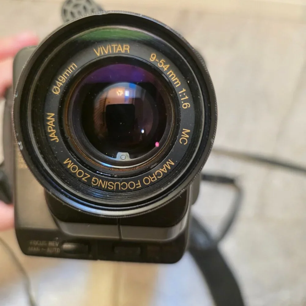 Black Vintage Handycam-Style Camcorder with Carry Bag